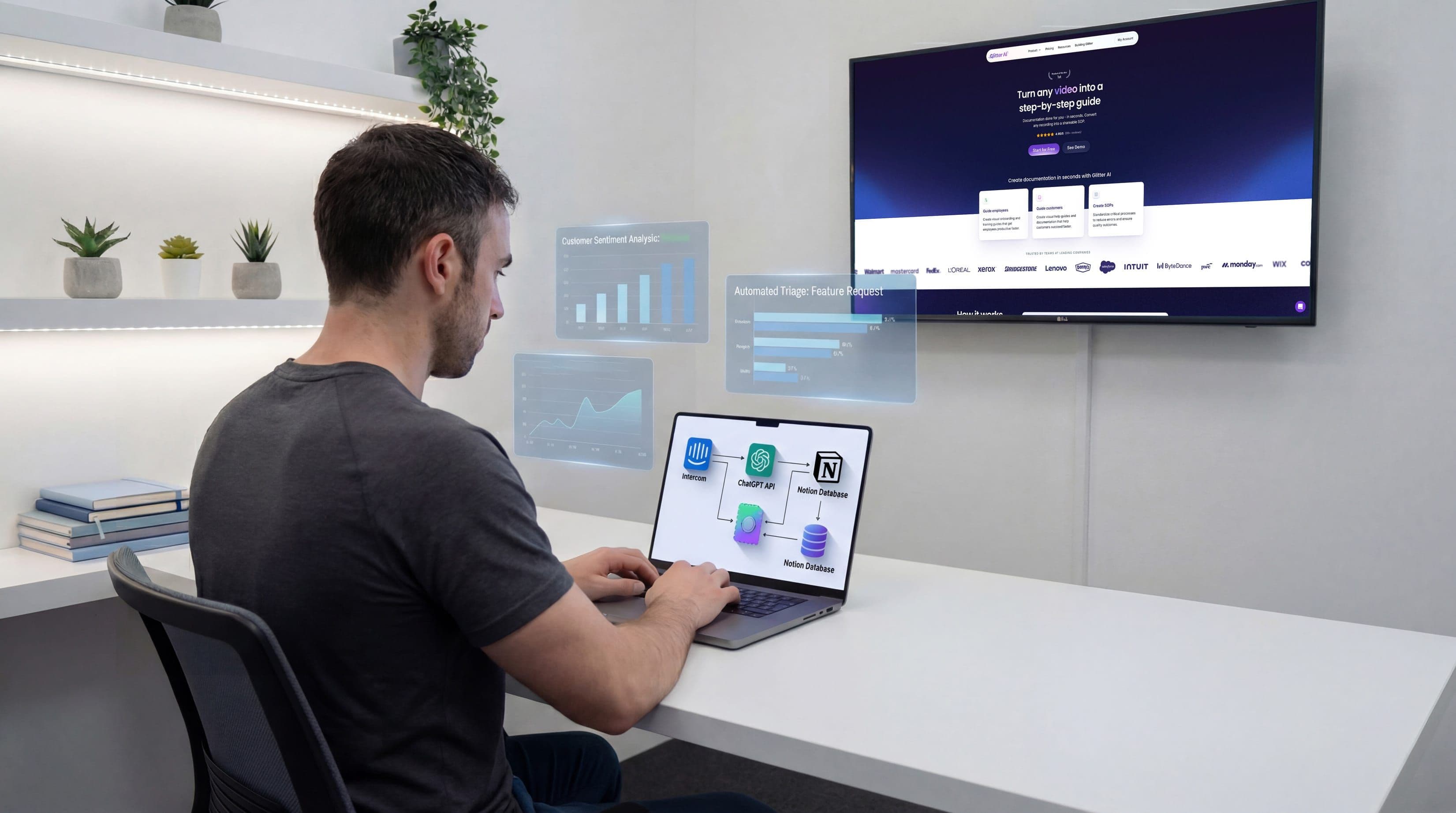 AI automation workflow using Make.com and ChatGPT for startup operations