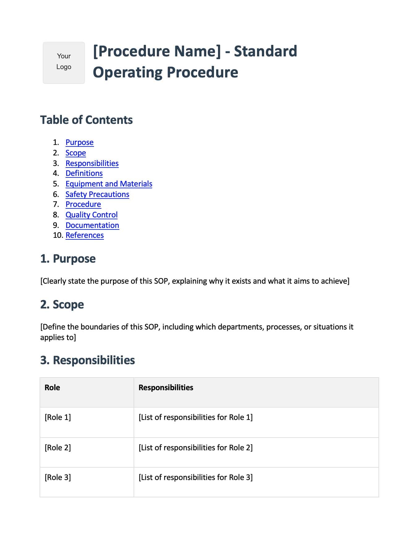Standard Operating Procedure template preview